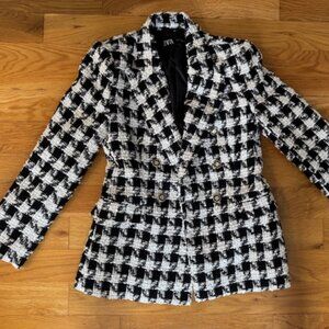 Zara houndstooth blazer with gold buttons